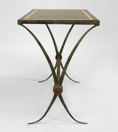 Raymond Subes French Art Deco Green Patinated Bronze End Table