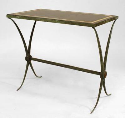 Raymond Subes French Art Deco Green Patinated Bronze End Table