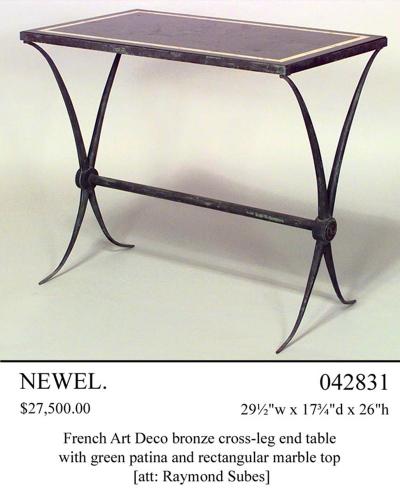 Raymond Subes French Art Deco Green Patinated Bronze End Table