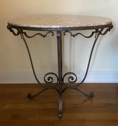Raymond Subes French Art Deco Raymond Subes Style Wrought Iron and Marble Table