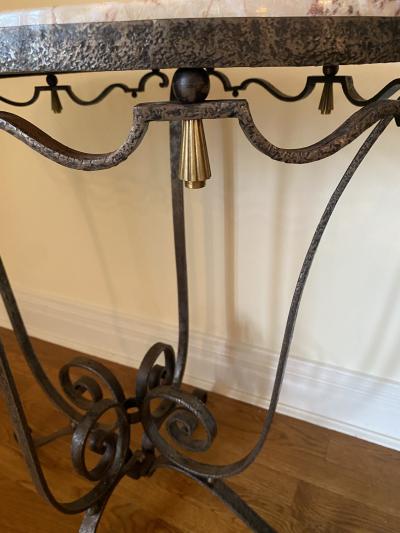 Raymond Subes French Art Deco Raymond Subes Style Wrought Iron and Marble Table
