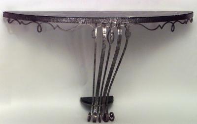Raymond Subes French Art Deco Wrought Iron Bracket Console Table