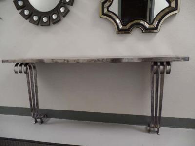 Raymond Subes Large French Mid Century Modern Silvered Iron Console Attr Raymond Subes 1930