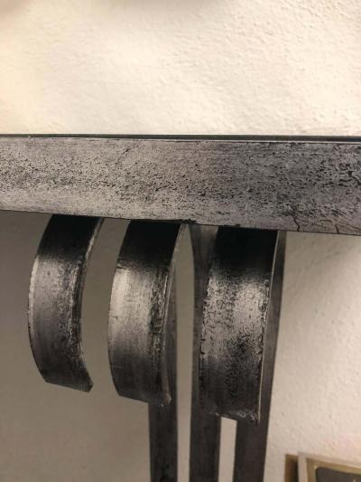 Raymond Subes Large French Mid Century Modern Silvered Iron Console Attr Raymond Subes 1930