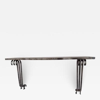 Raymond Subes Large French Mid Century Modern Silvered Iron Console Attr Raymond Subes 1930