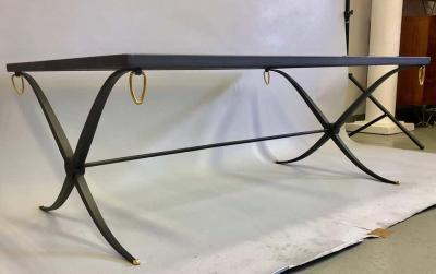 Raymond Subes Mid Century Partial Gilt Wrought Iron Coffee Table Attributed to Raymond Subes