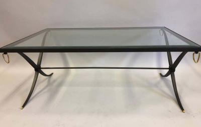 Raymond Subes Mid Century Partial Gilt Wrought Iron Coffee Table Attributed to Raymond Subes