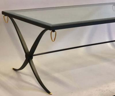 Raymond Subes Mid Century Partial Gilt Wrought Iron Coffee Table Attributed to Raymond Subes