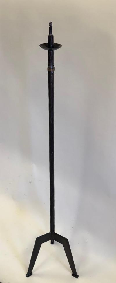 Raymond Subes Pair of Custom French Art Deco Wrought Iron Floor Lamps style of Raymond Subes