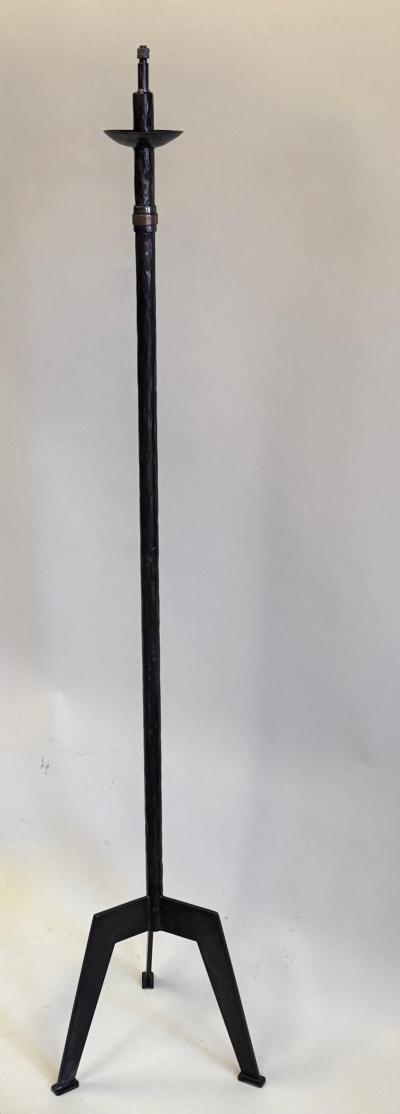 Raymond Subes Pair of Custom French Art Deco Wrought Iron Floor Lamps style of Raymond Subes