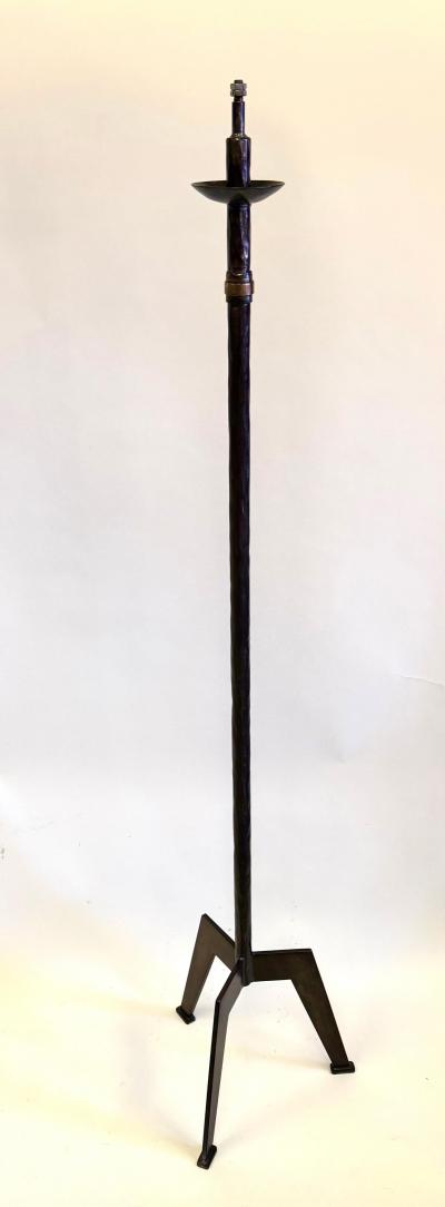 Raymond Subes Pair of Custom French Art Deco Wrought Iron Floor Lamps style of Raymond Subes