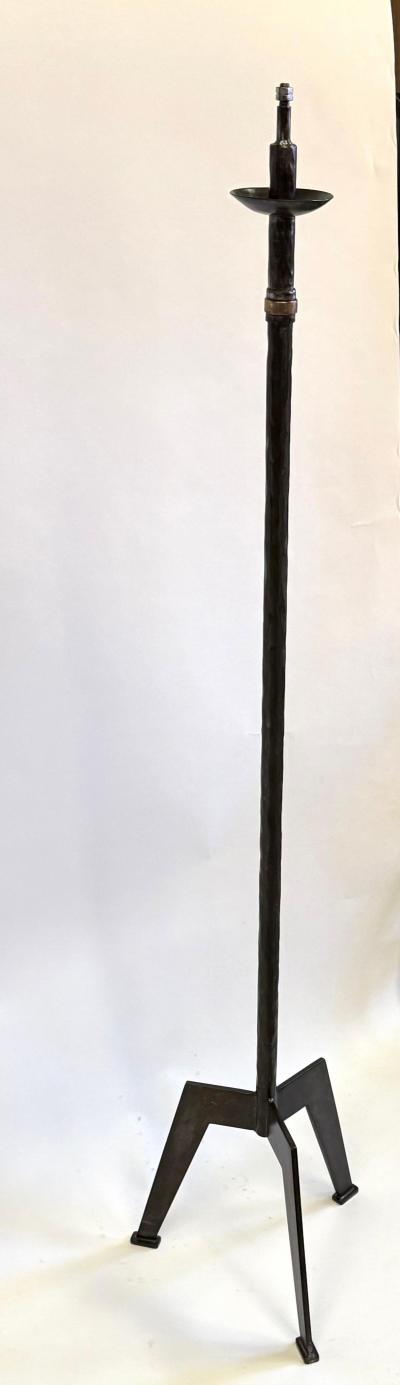 Raymond Subes Pair of Custom French Art Deco Wrought Iron Floor Lamps style of Raymond Subes