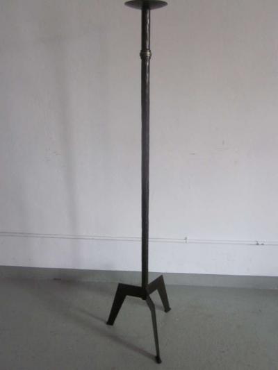 Raymond Subes Pair of French 1940s Style Wrought Iron Standing Lamps