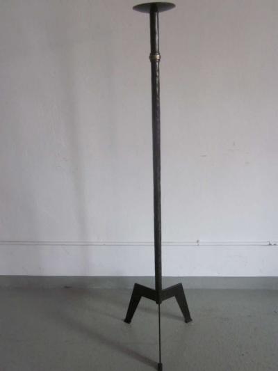 Raymond Subes Pair of French 1940s Style Wrought Iron Standing Lamps