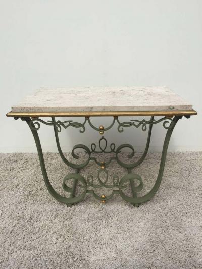 Raymond Subes Raymond Subes Attributed Iron and Gilt Marble Table