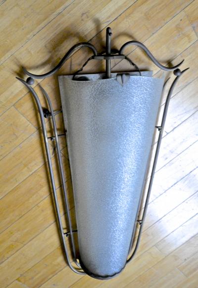 Raymond Subes Raymond Subes Pair of French Art Deco Wall Sconces in Bronze and Frosted Glass