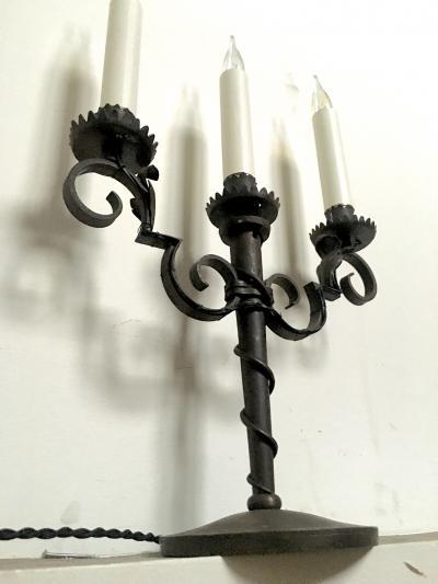 Raymond Subes Raymond Subes Pair of Refined Wrought Iron Candlesticks