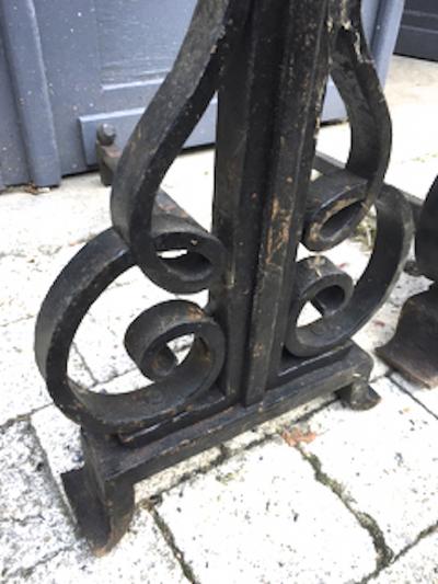 Raymond Subes Raymond Subes Pair of Sturdy Wrought Iron Andiron