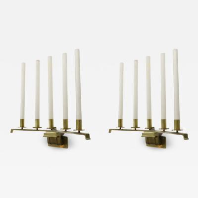 Raymond Subes Raymond Subes attributed spectacular big pair of gold bronze sconces