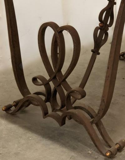 Raymond Subes Raymond Subes forged iron coffee table with onyx top