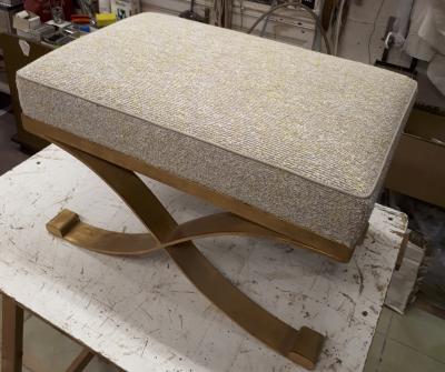 Raymond Subes Raymond Subes pair of gold leaf wrought iron stools