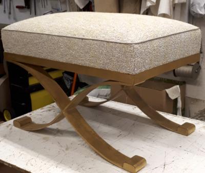 Raymond Subes Raymond Subes pair of gold leaf wrought iron stools