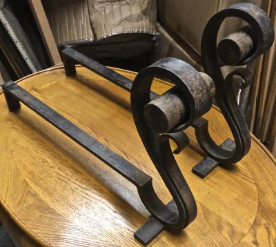 Raymond Subes Raymond Subes pair of refined longest wrought iron andirons