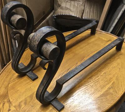 Raymond Subes Raymond Subes pair of refined longest wrought iron andirons