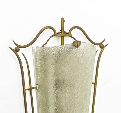 Raymond Subes Raymond Subes style pair of spectacular big sconces in frosted glass and bronze