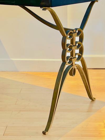 Raymond Subes Raymond Subes wrought iron base lady dash with a mirrored eglomis top