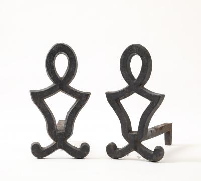 Raymond Subes attrib Andirons of Neoclassical Design France c 1930 s