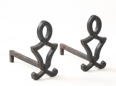 Raymond Subes attrib Andirons of Neoclassical Design France c 1930 s