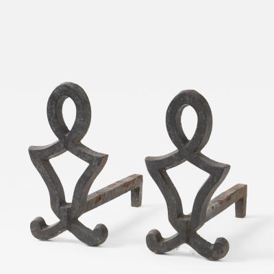 Raymond Subes attrib Andirons of Neoclassical Design France c 1930 s