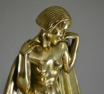 Raymonde Guerbe Raymonde Guerbe Rare Art Deco Bronze Sculpture Lady With Cape Guillemard Edition