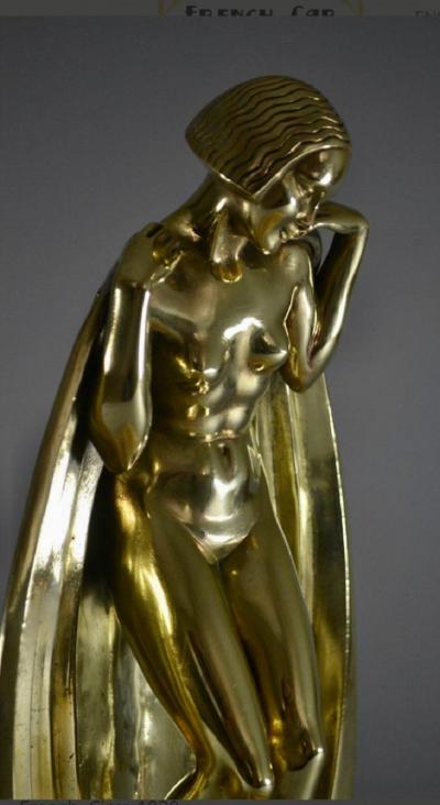Raymonde Guerbe Raymonde Guerbe Rare Art Deco Bronze Sculpture Lady With Cape Guillemard Edition