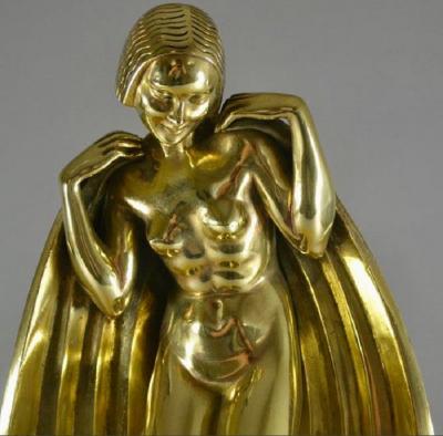 Raymonde Guerbe Raymonde Guerbe Rare Art Deco Bronze Sculpture Lady With Cape Guillemard Edition