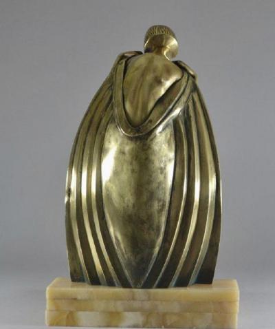 Raymonde Guerbe Raymonde Guerbe Rare Art Deco Bronze Sculpture Lady With Cape Guillemard Edition