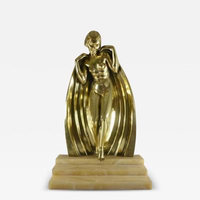 Raymonde Guerbe Raymonde Guerbe Rare Art Deco Bronze Sculpture Lady With Cape Guillemard Edition