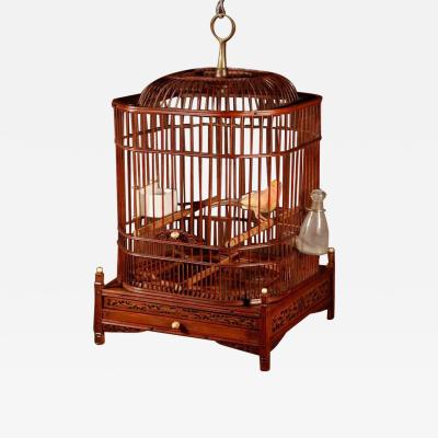 Real Antique Unusual Chinese Bamboo Birdcage Circa 1900