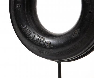 Reclaimed Rubber Tire and Steel Sculpture on Stand United States c 1950
