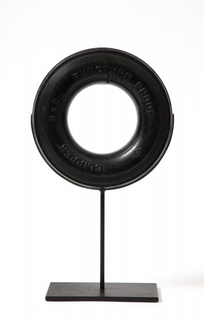 Reclaimed Rubber Tire and Steel Sculpture on Stand United States c 1950