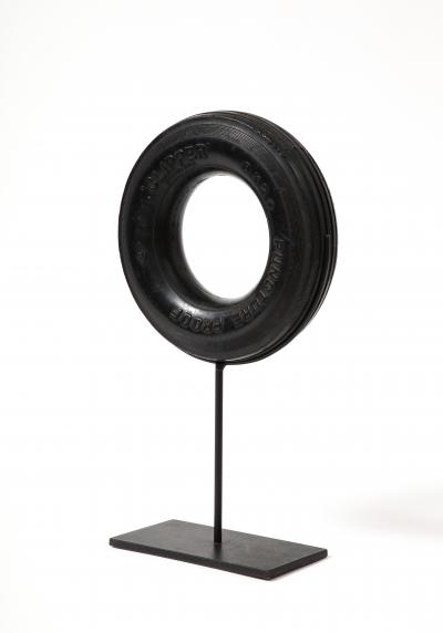 Reclaimed Rubber Tire and Steel Sculpture on Stand United States c 1950