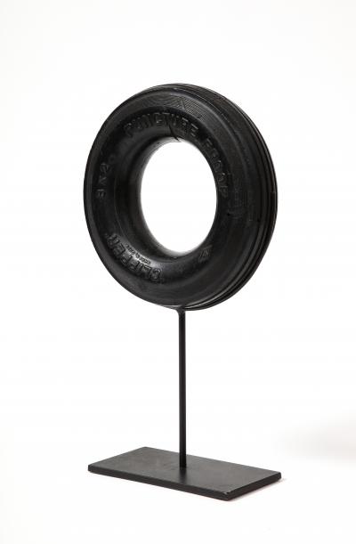Reclaimed Rubber Tire and Steel Sculpture on Stand United States c 1950