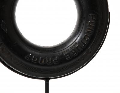 Reclaimed Rubber Tire and Steel Sculpture on Stand United States c 1950