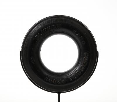 Reclaimed Rubber Tire and Steel Sculpture on Stand United States c 1950