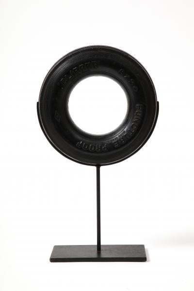 Reclaimed Rubber Tire and Steel Sculpture on Stand United States c 1950