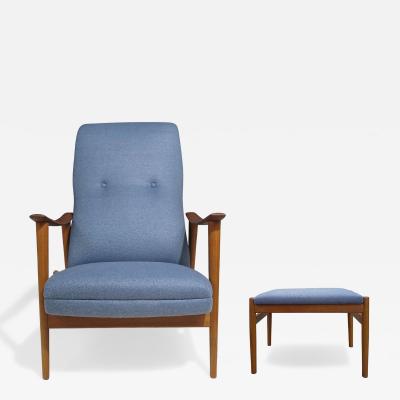 Reclining High back Lounge Chair and Ottoman by Arnt Lande for Stokke Norway