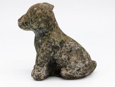 Reconsitituted Stone Puppy or Dog Garden Ornament England Mid 20th C 