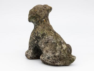 Reconsitituted Stone Puppy or Dog Garden Ornament England Mid 20th C 