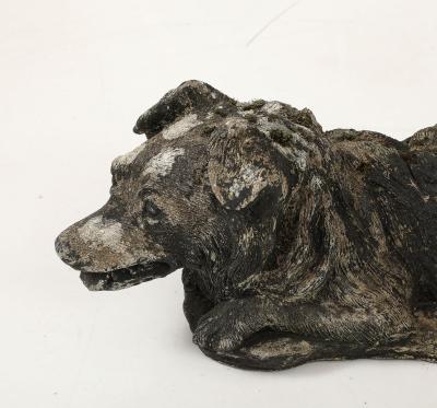 Reconstituted Black Stone Dog Garden Ornament England 20th Century